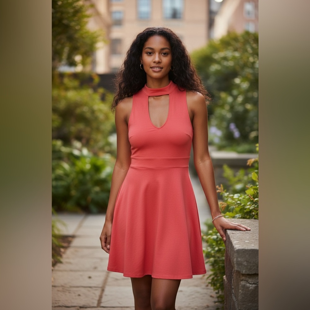 Express Red Keyhole Fit & Flare Dress | Feminine Summer Mini SZ S NWT